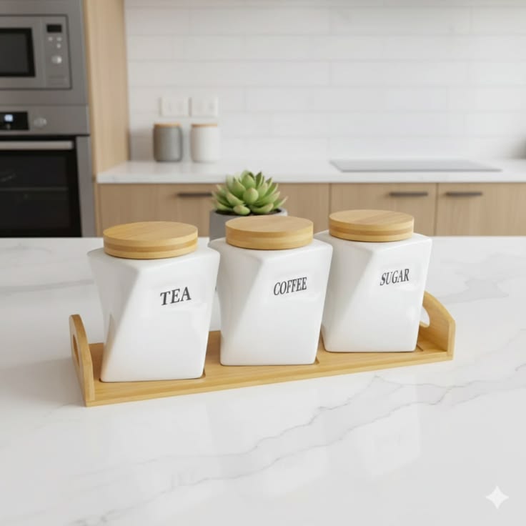 Tea Coffee Sugar Storage Jar Set | Ceramic Canisters