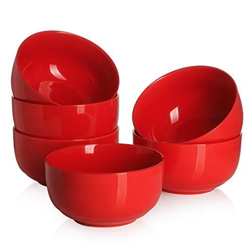 Red Melamine Bowls Set of 6 for Dining & Kitchen