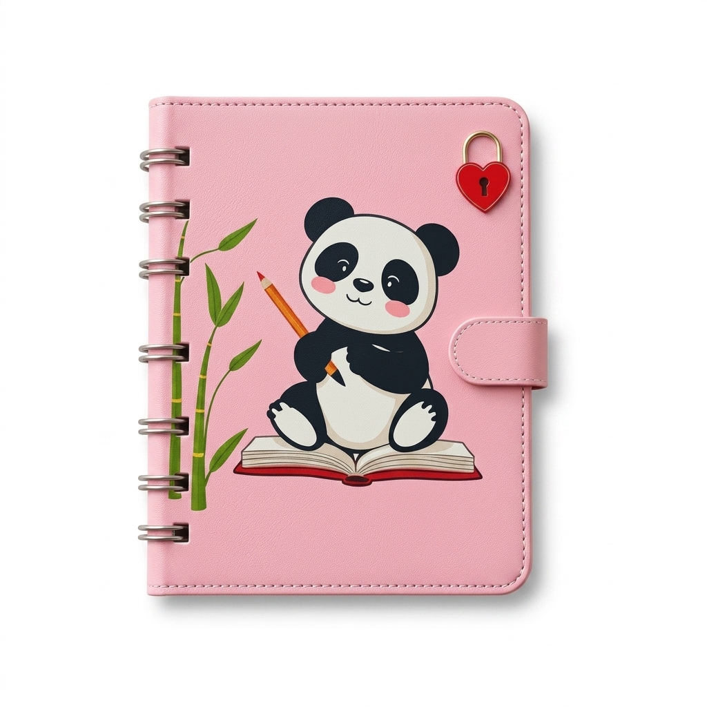 Cute Panda Lockable Diary Notebook