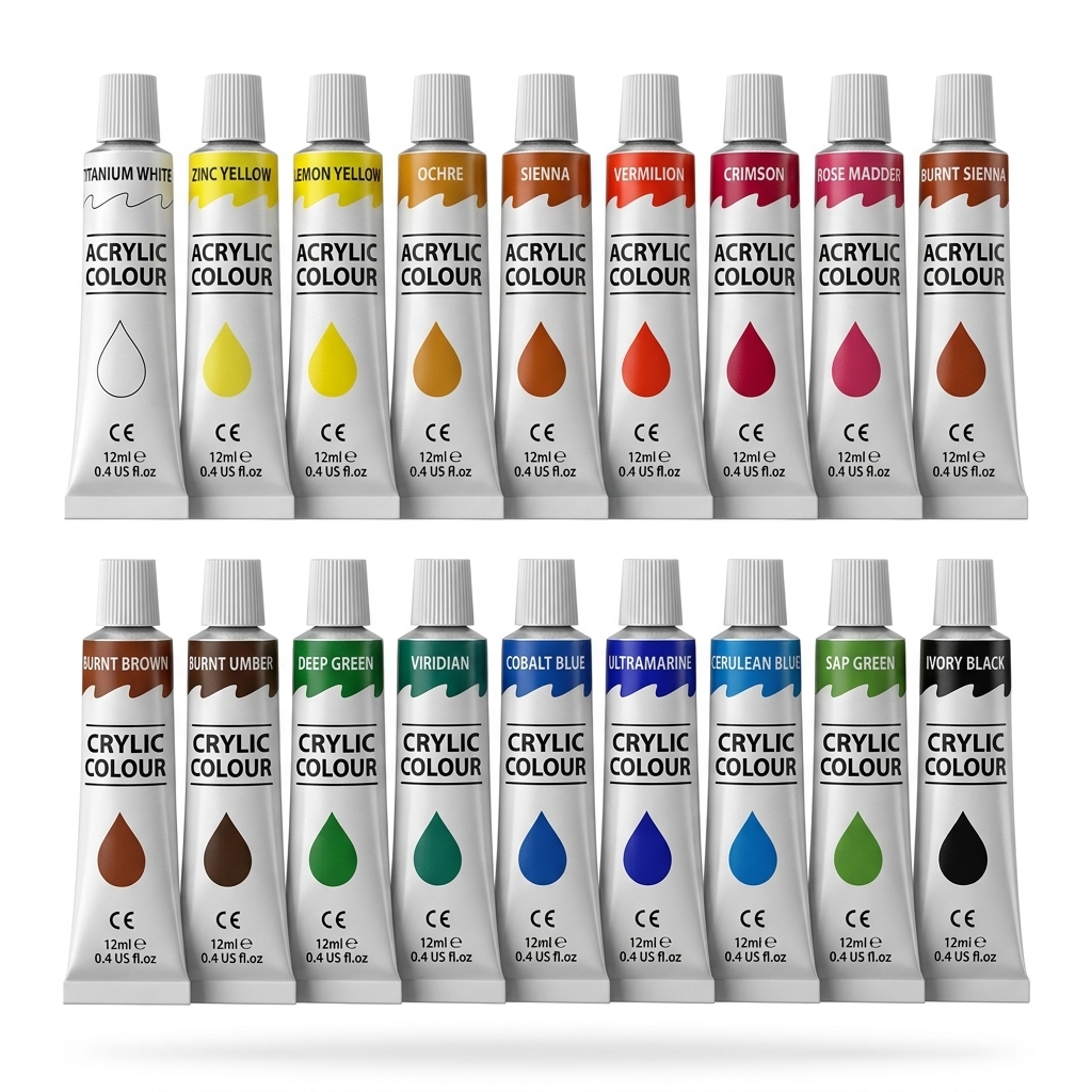 18 Pcs Acrylic Colour Paint Set 12ml