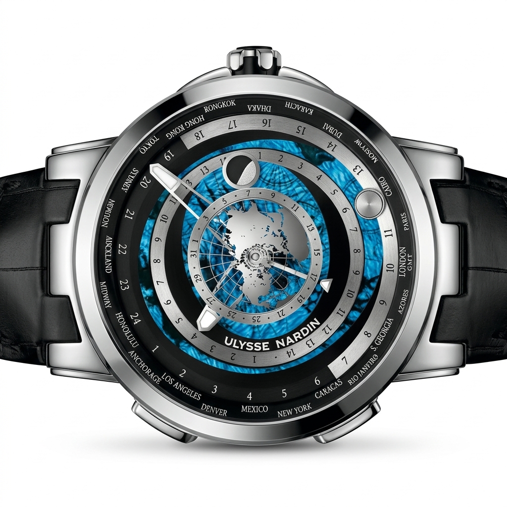Men's World Time Watch with Multi-Dial Display