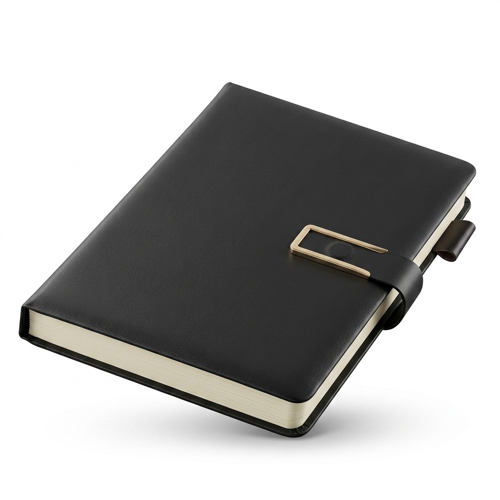 Professional Black Diary Notebook with Metallic Clasp