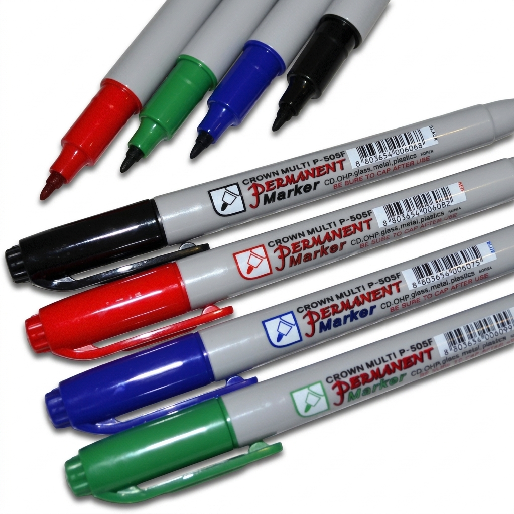 Crown P-505F Permanent Markers Set (4 Pcs)