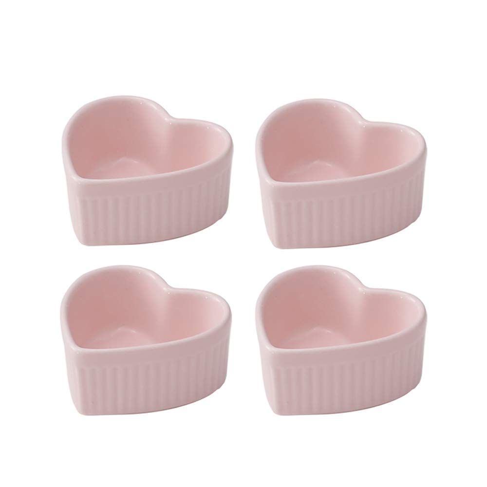 Pink Heart Ceramic Ramekins (Set of 4)