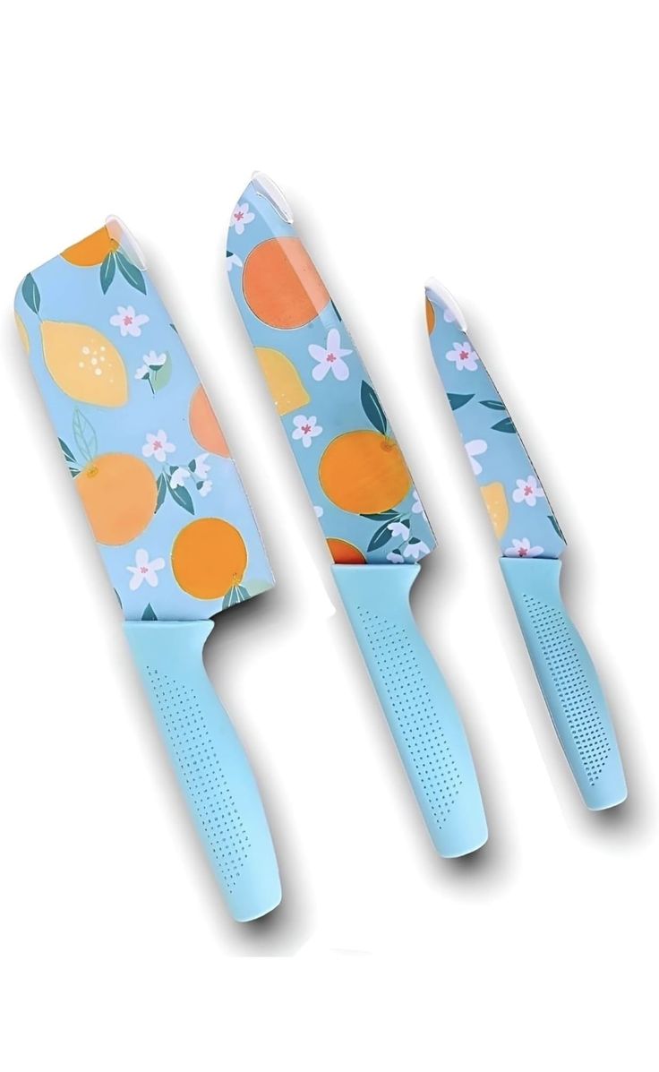 3 Pcs Citrus Printed Kitchen Knife Set