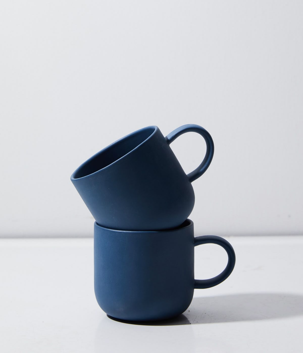 Matte Navy Blue Ceramic Coffee Mugs (Set of 2)