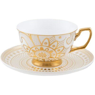Elegant Gold Design Ceramic Tea Cup & Saucer