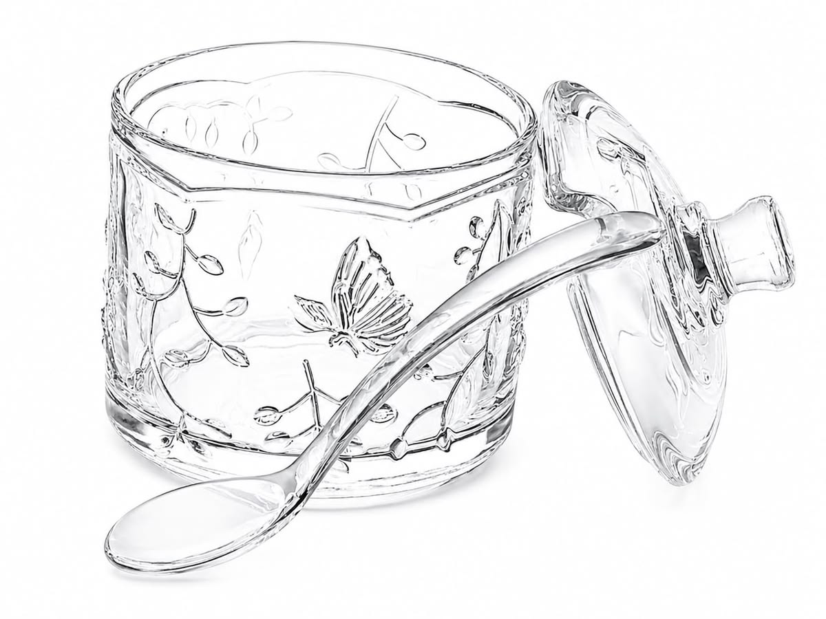Glass Sugar Pot with Lid & Spoon | Kitchenware