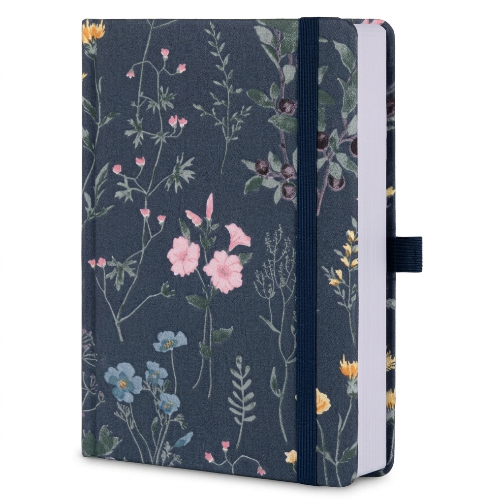 Floral Hardcover Notebook with Pen Loop