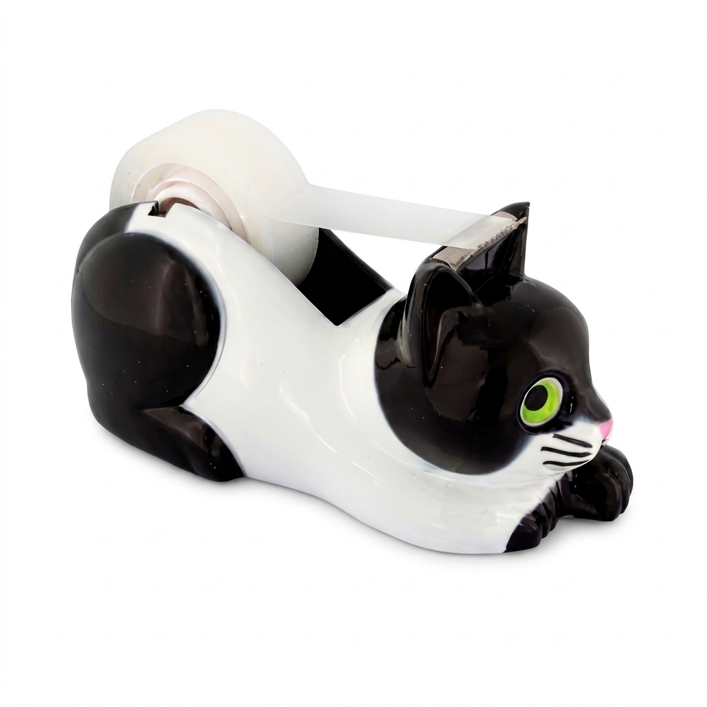 Cute Black & White Cat Tape Dispenser