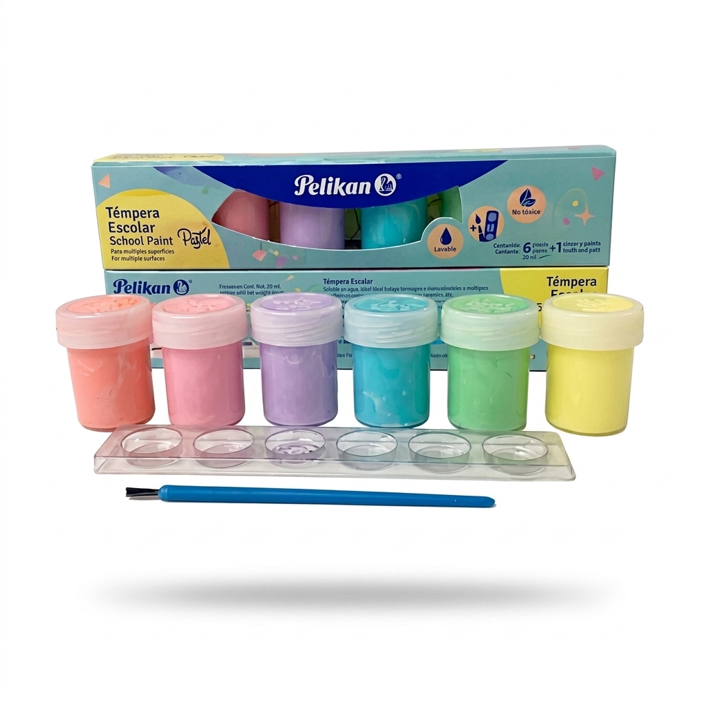 Kids Washable Pastel Tempera Paint Set with Brush