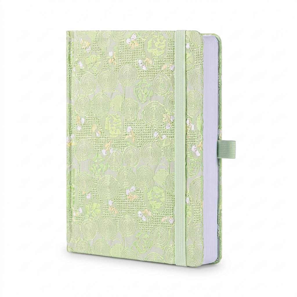 Floral Embroidered Notebook Diary with Pen Loop
