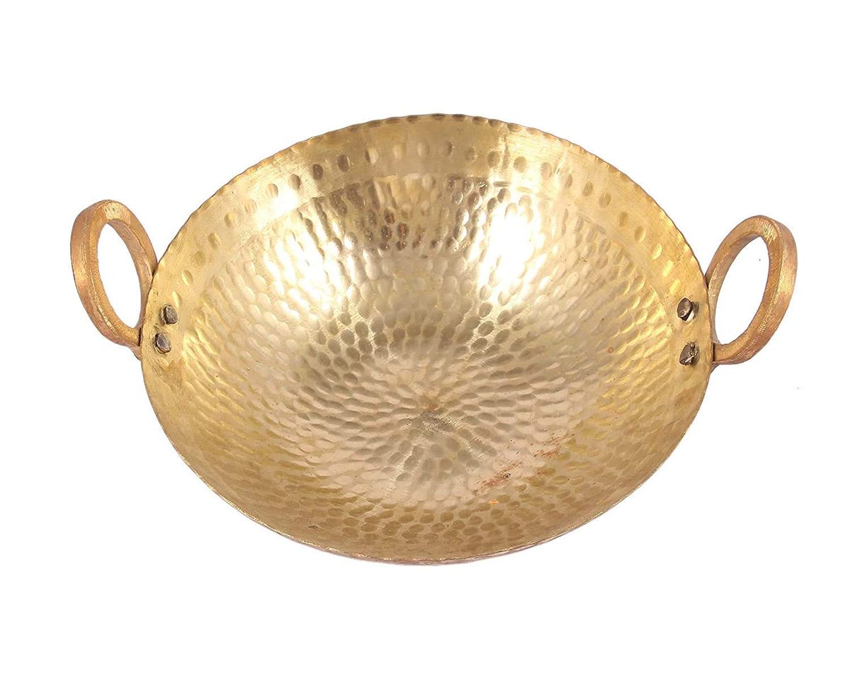 Handcrafted Hammered Brass Kadhai Serving Bowl