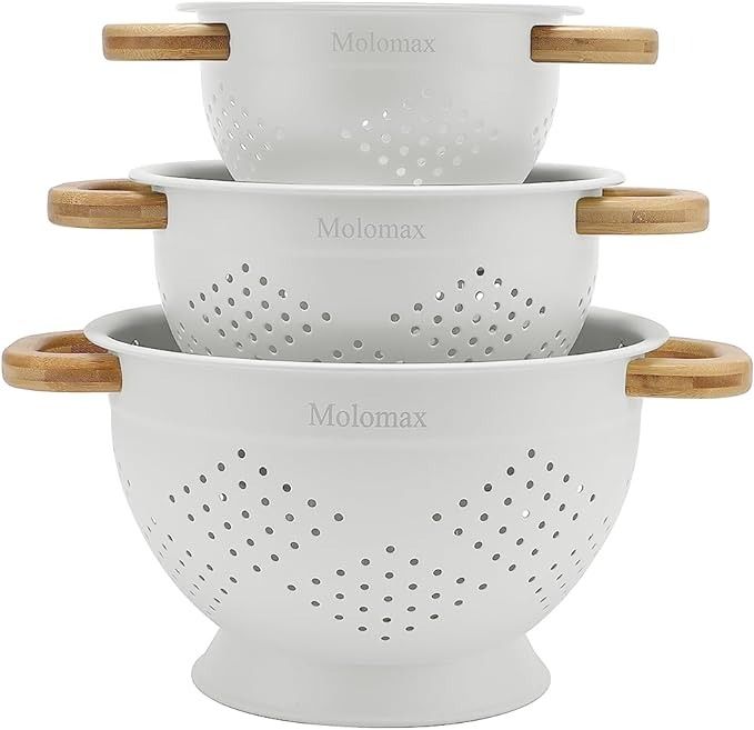 White Enamel Colander Set 3 Pcs | Kitchen Strainer