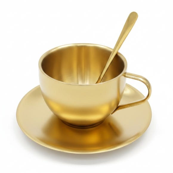Golden Stainless Steel Cup Saucer Set