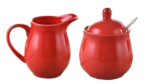 Red Ceramic Milk & Sugar Set | Home Decor