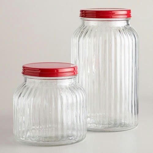 Ribbed Glass Storage Jars Set of 2 | Kitchen Canister