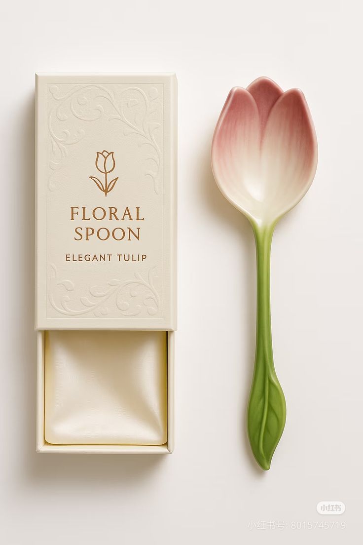 Elegant Floral Tulip Ceramic Spoon for Dessert & Gifting