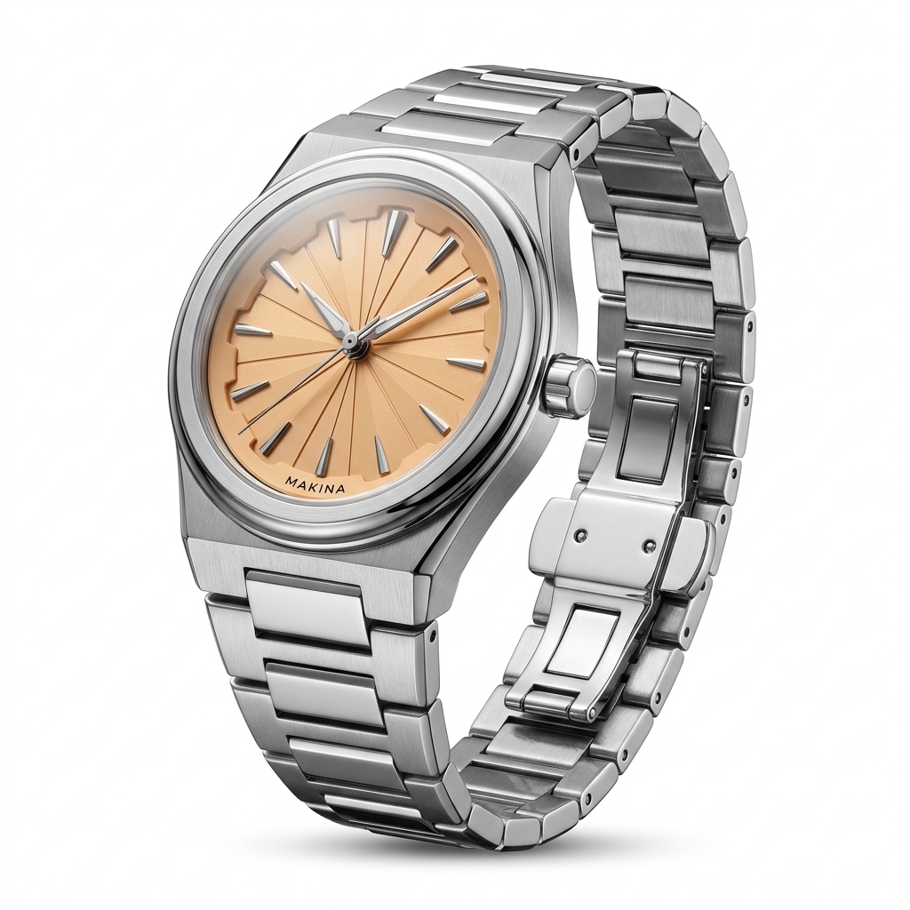 Makina Stainless Steel Analog Watch | Peach Dial