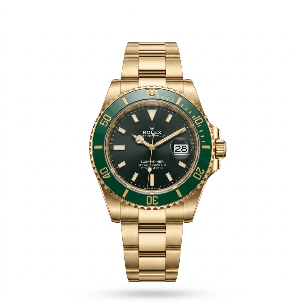 Luxury Gold Green Submariner Style Watch for Men