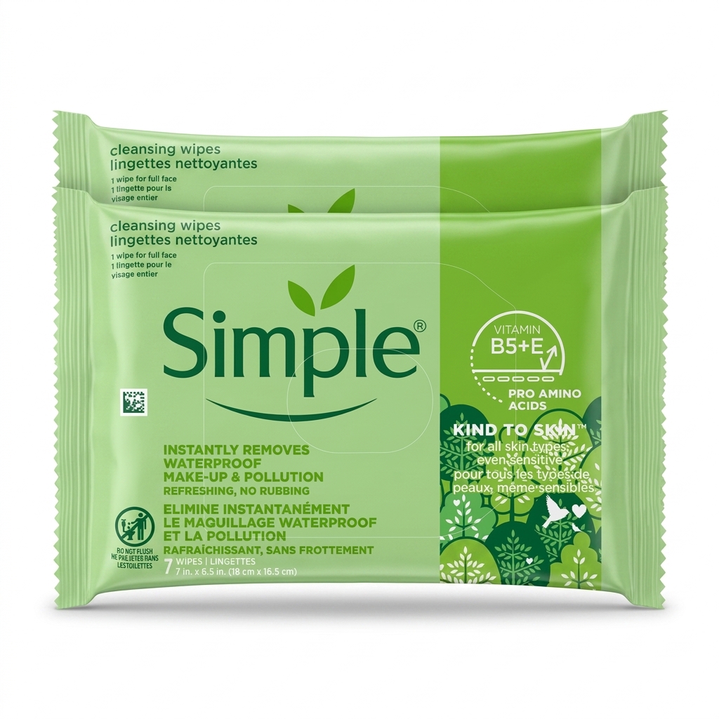 Simple Kind to Skin Cleansing Wipes Twin Pack 2x7