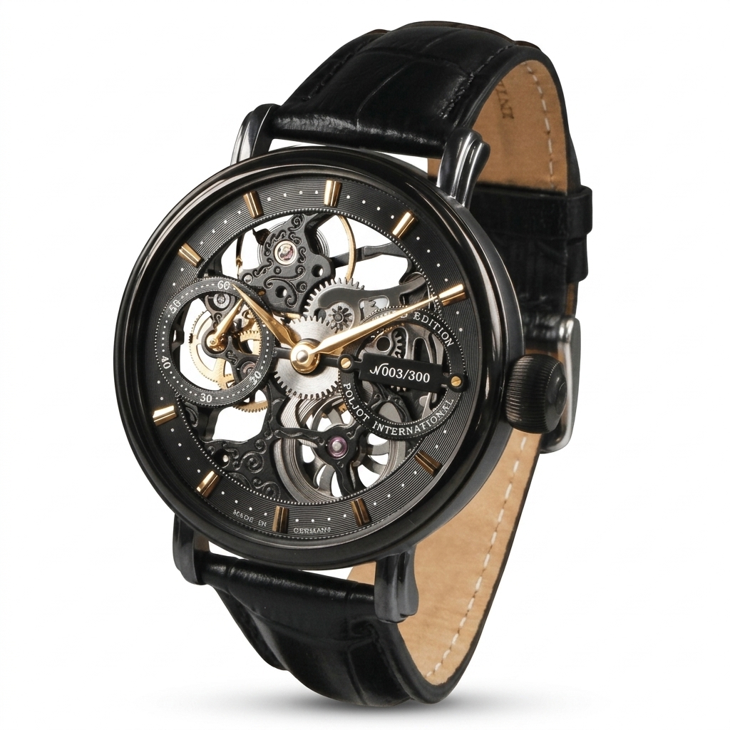 Poljot Int. Black Skeleton Automatic Watch Men