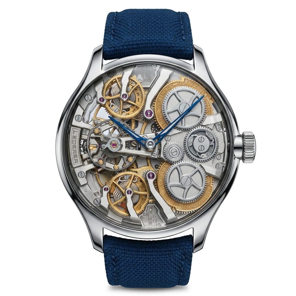 Men's Skeleton Dial Watch Blue Strap