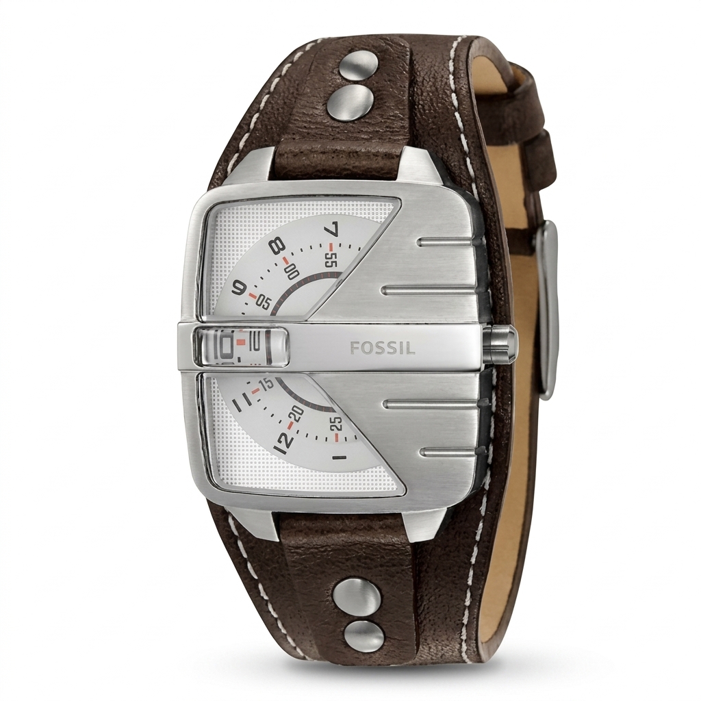 Fossil Dual Dial Leather Cuff Watch for Men