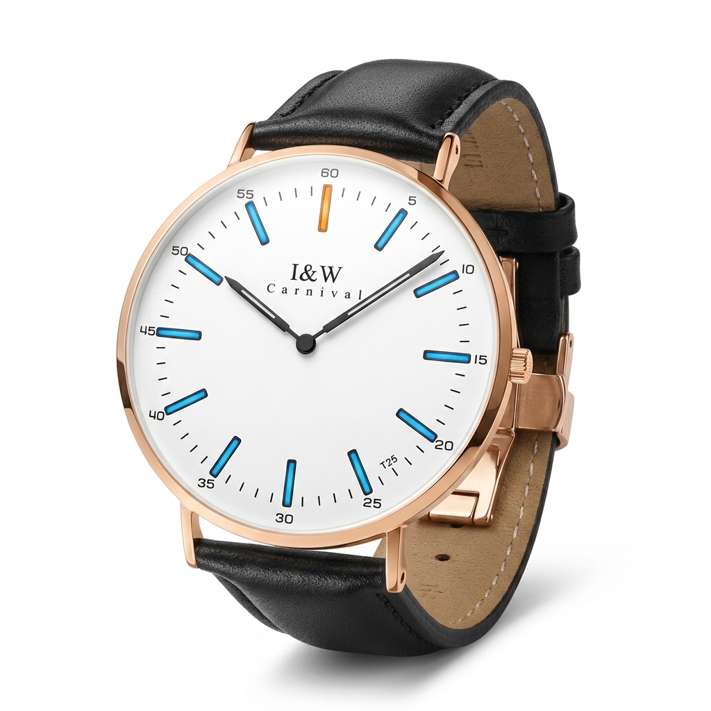 I&W Carnival Men's Analog Watch with Leather Strap