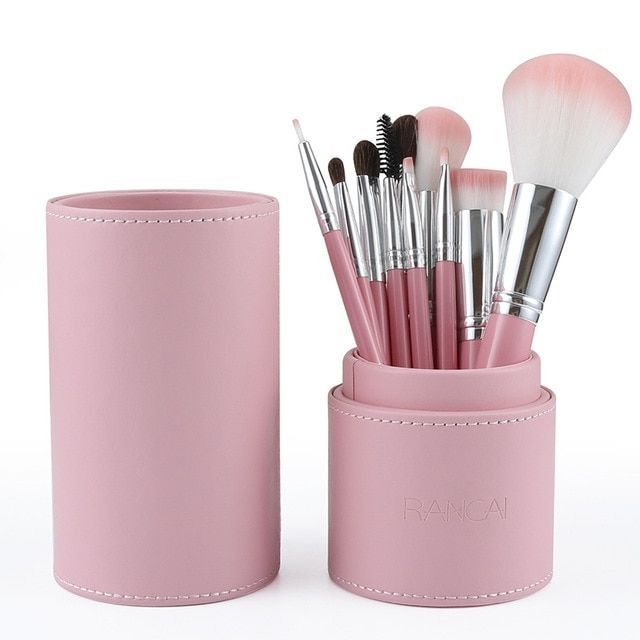 Pink Makeup Brush Set with Holder
