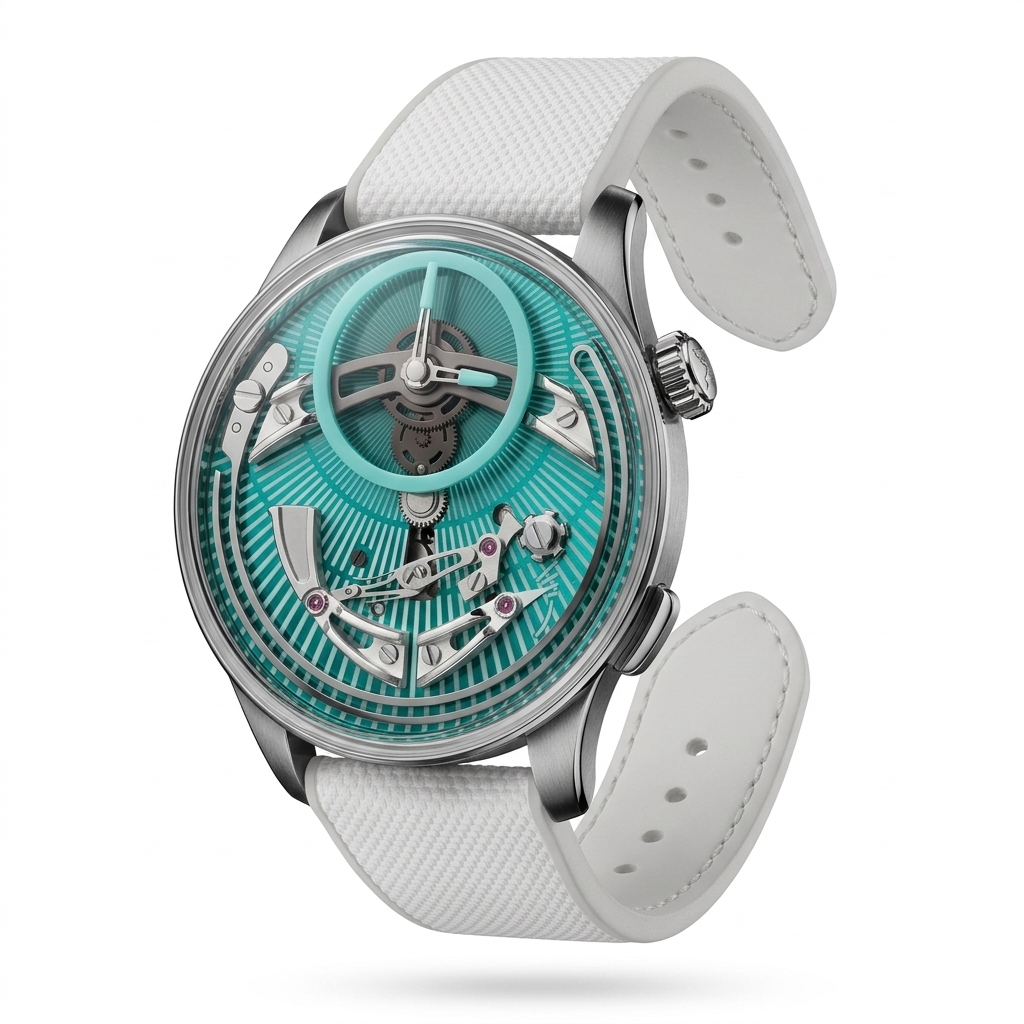 Luxury Automatic Watch | Teal Skeleton Dial