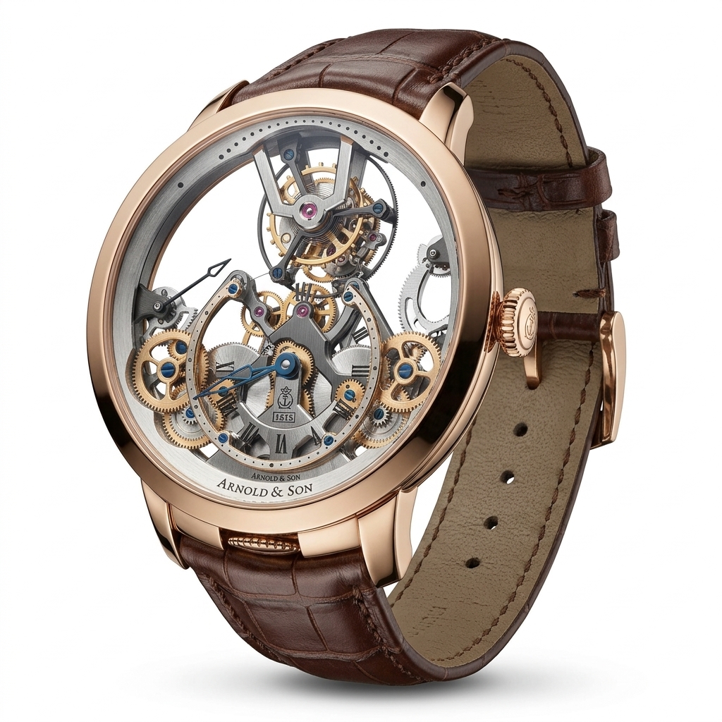 Arnold & Son Skeleton Rose Gold Watch
