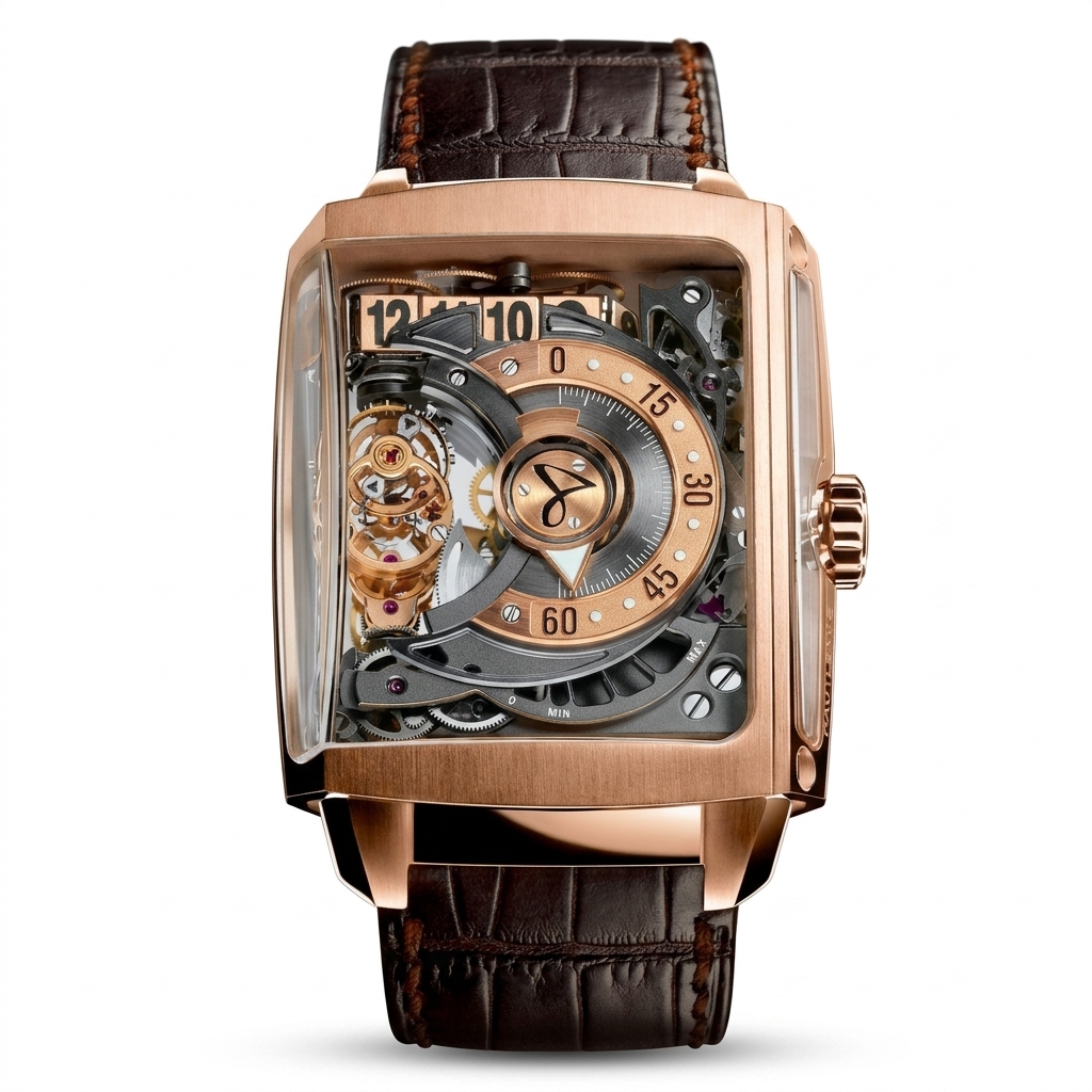 Luxury Rose Gold Jumping Hour Watch