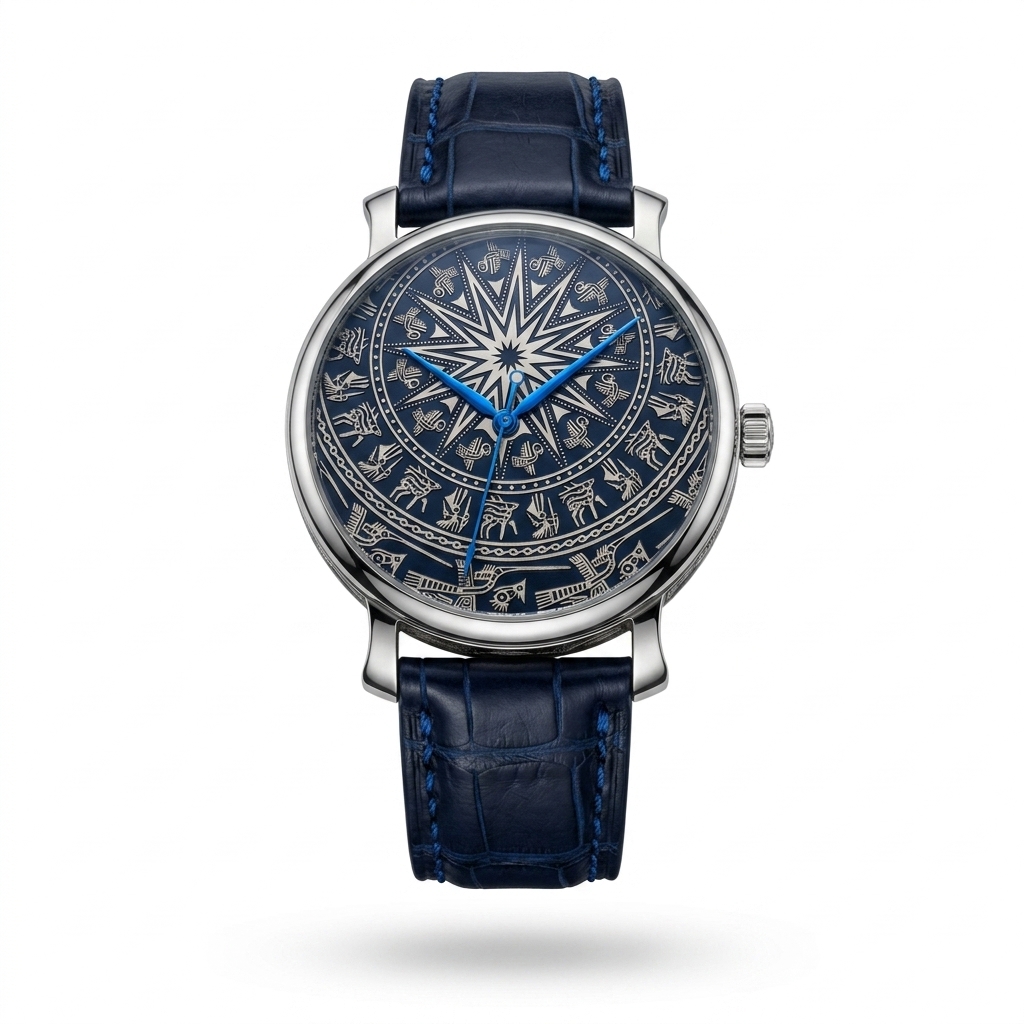 JAMD Mart Heritage Blue Engraved Dial Analog Watch