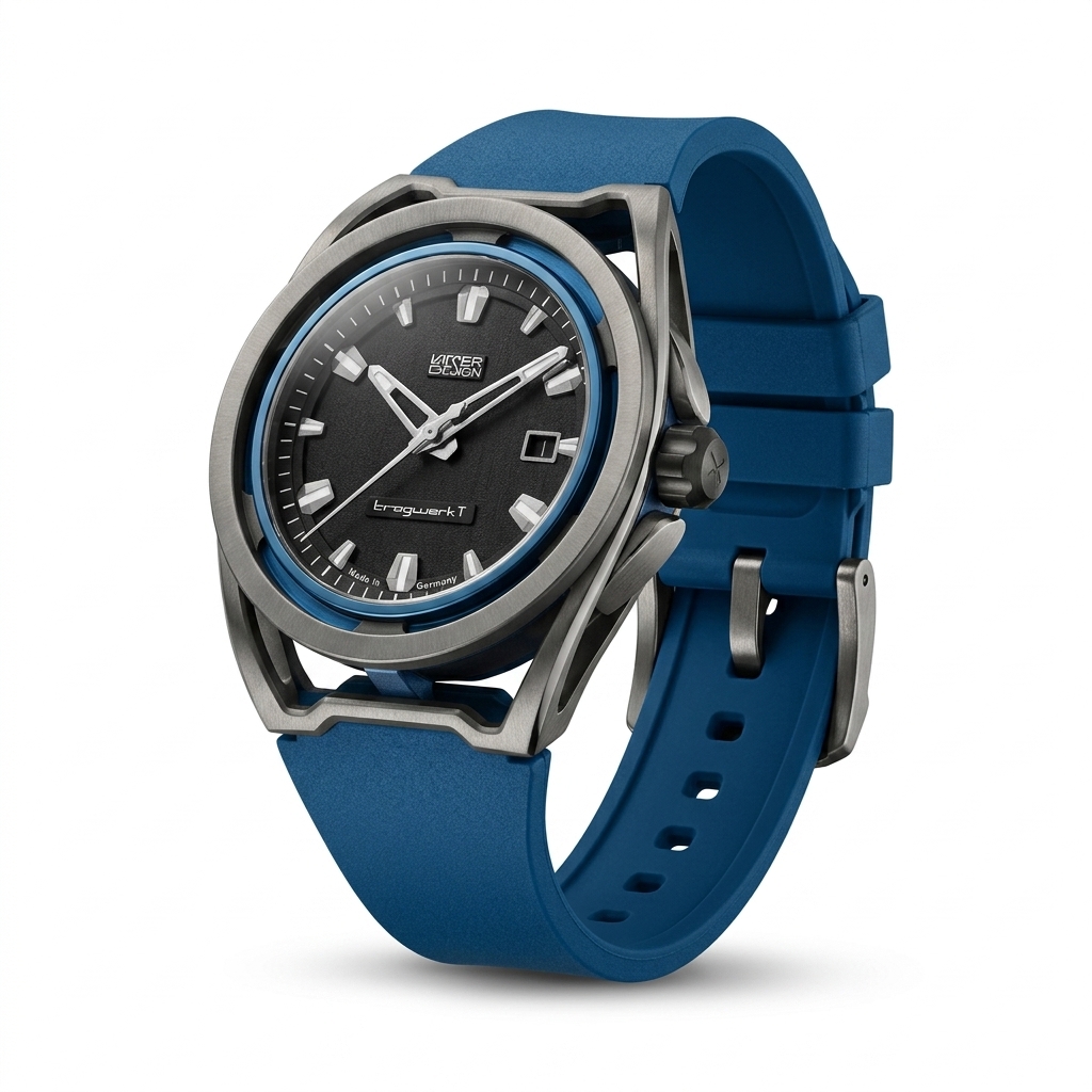VATER DESIGN tragwerk T Blue Silicone Strap Watch
