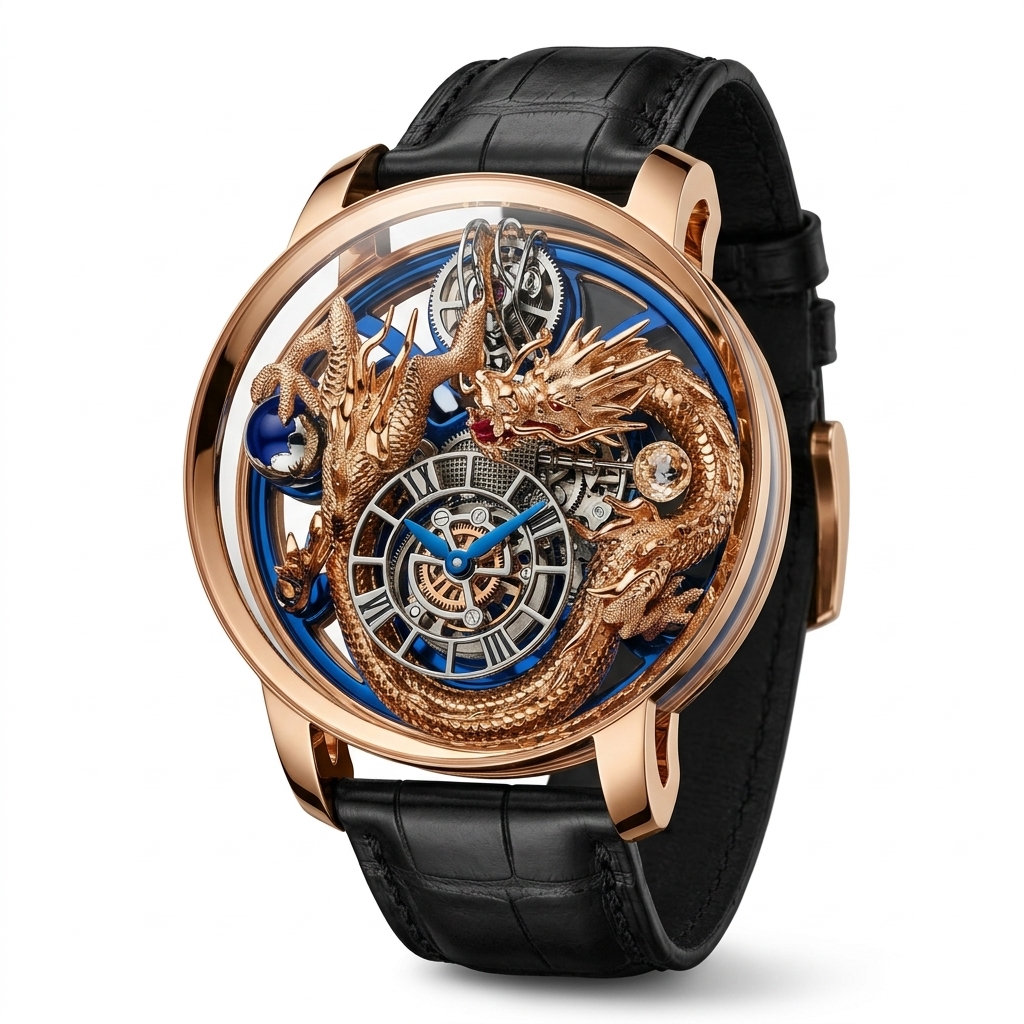 Luxury Dragon Tourbillon Watch | Rose Gold