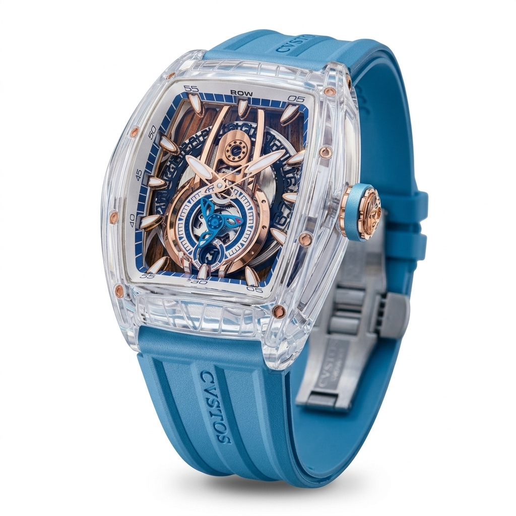 CVSTOS Challenge II Tourbillon Clear Case Blue Watch