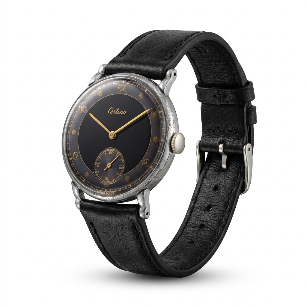 Certina Vintage-Style Black Dial Watch