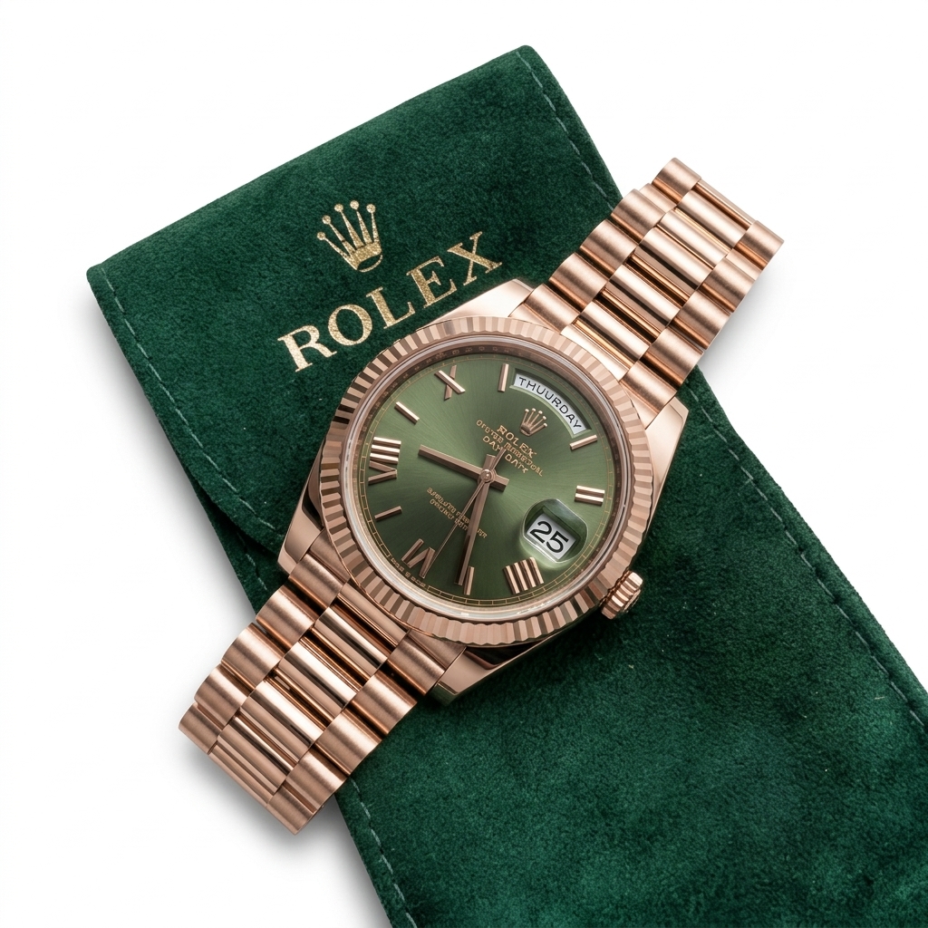 Rolex Day-Date 40 Everose Gold Green Dial Watch