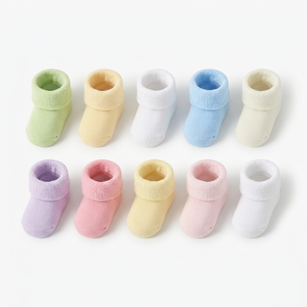 10-Pack Soft Cotton Baby Socks for Newborns