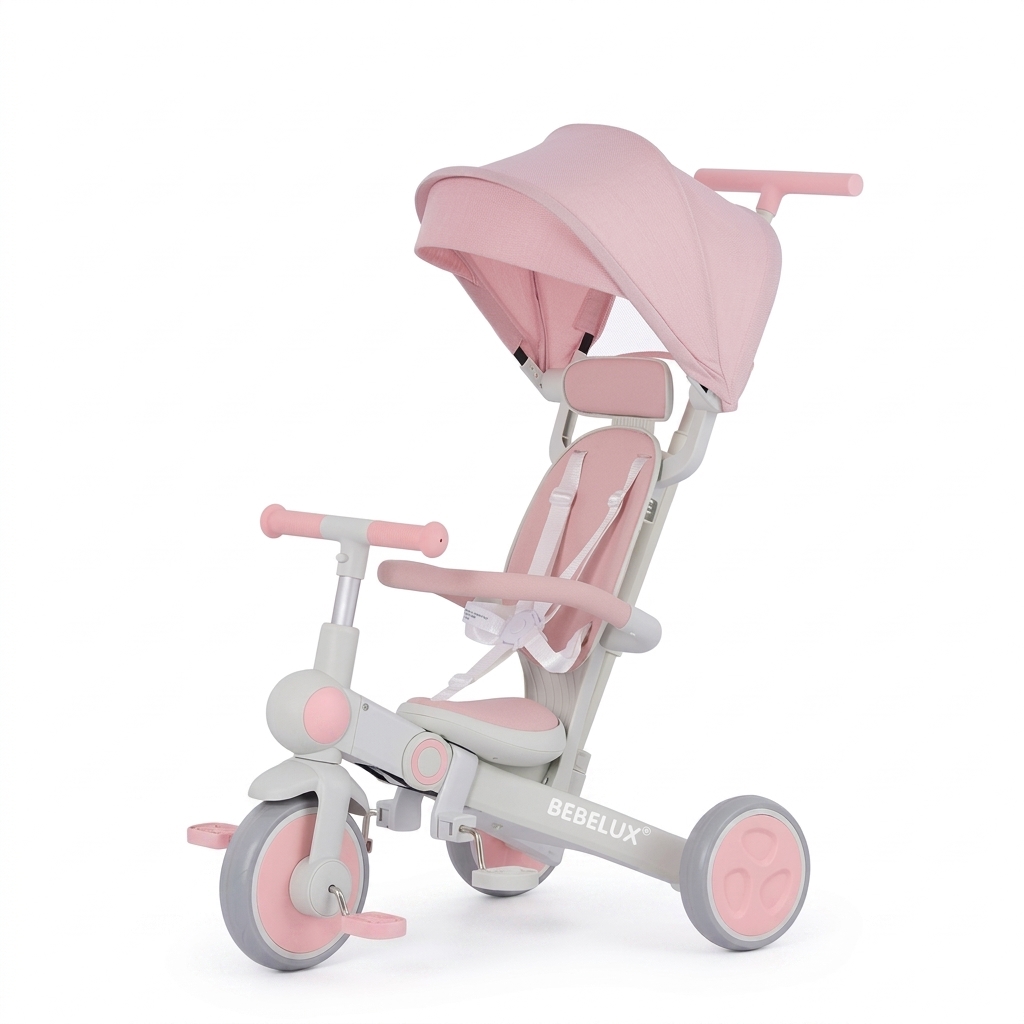 BEBELUX Pink & Grey Baby Tricycle Stroller