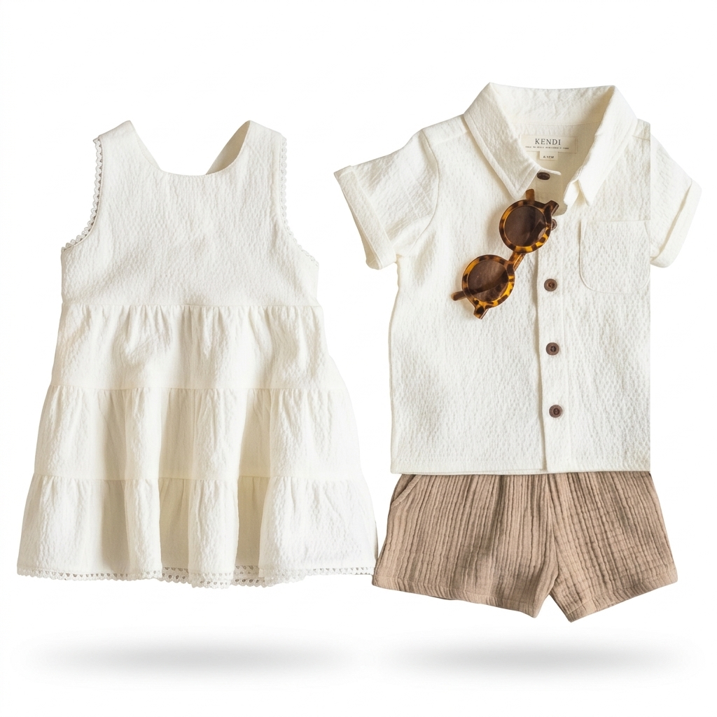 Infant Textured Cotton Sibling Co-ord Set
