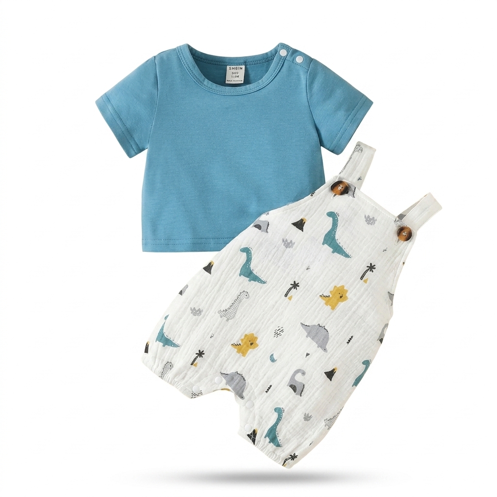 Baby Boys Dinosaur Print T-Shirt & Romper Set