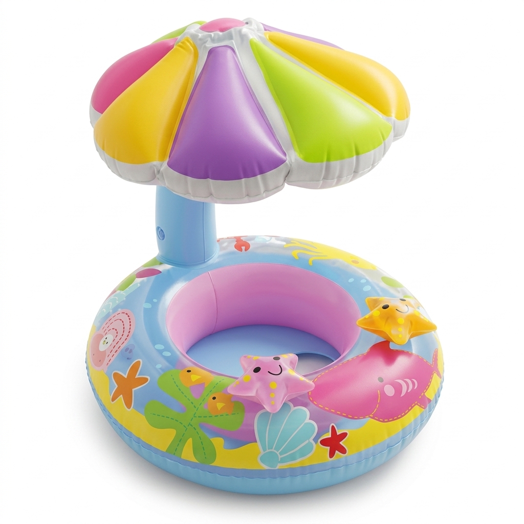Baby Pool Float with Canopy | Inflatable Swim Ring