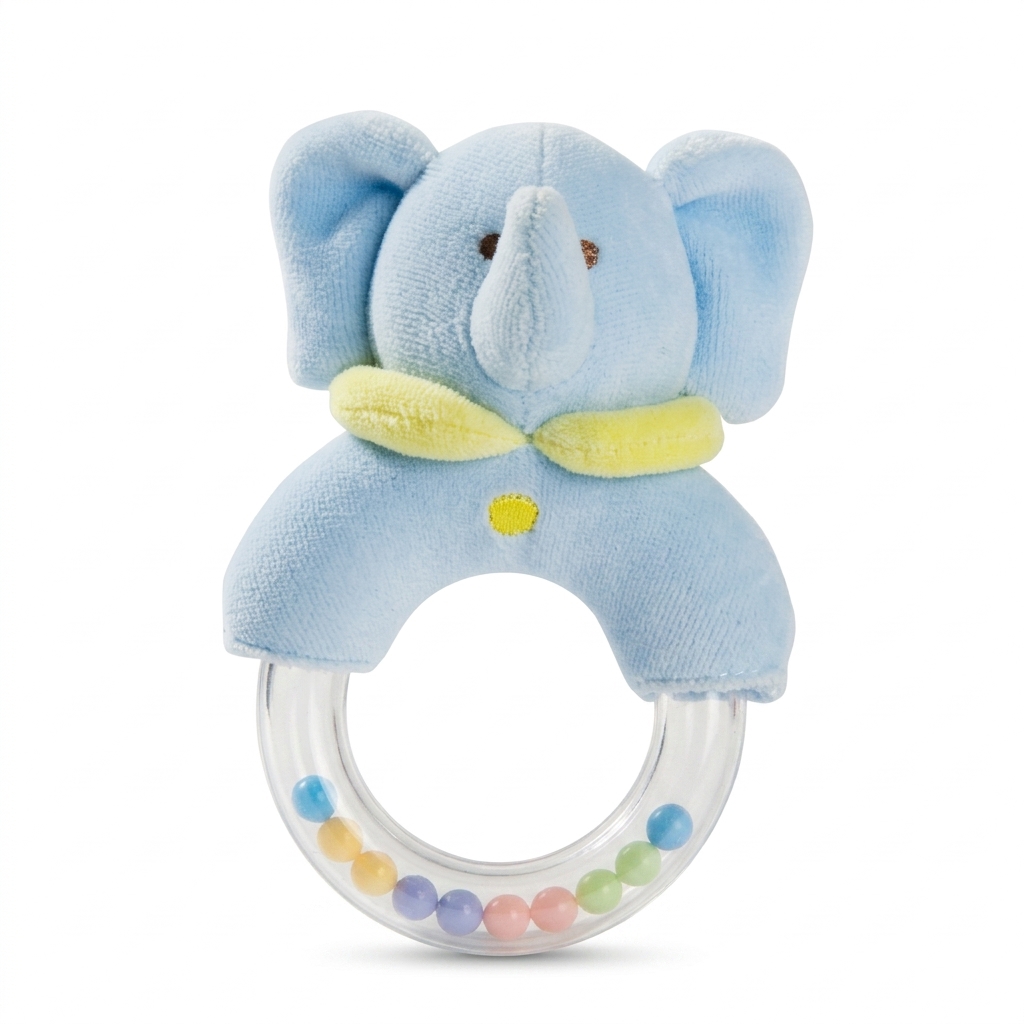 Cute Blue Elephant Plush Baby Rattle Toy