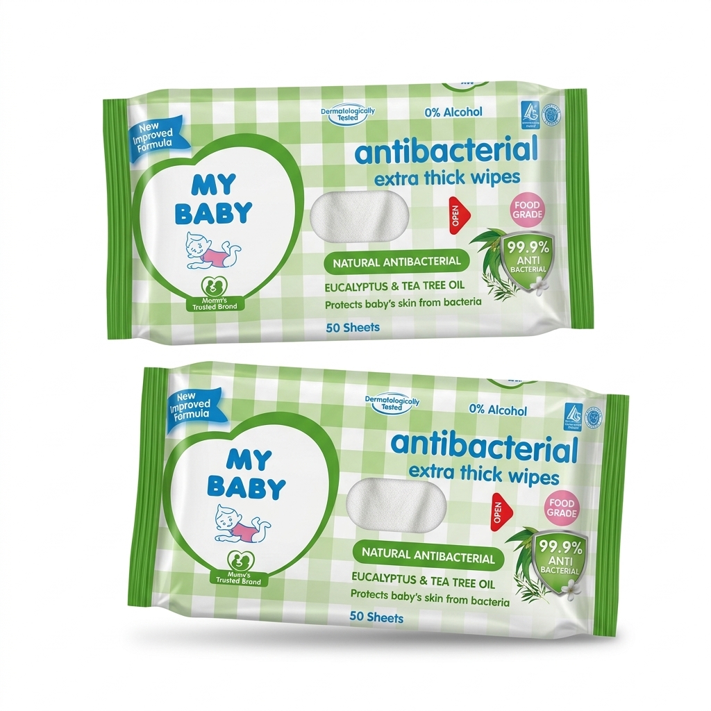 MY BABY Antibacterial Extra Thick Wipes 50 Sheets