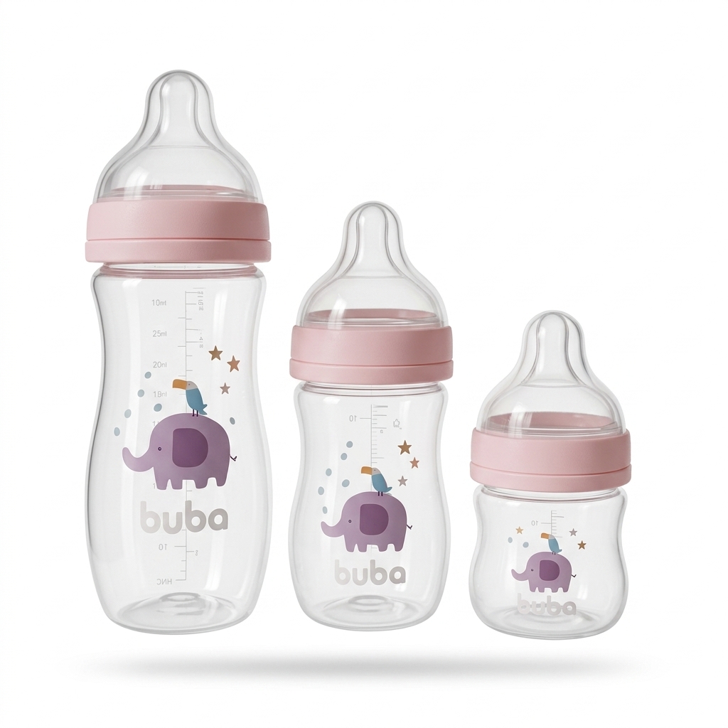 Buba Baby Feeding Bottles Set | Pink Elephant Design