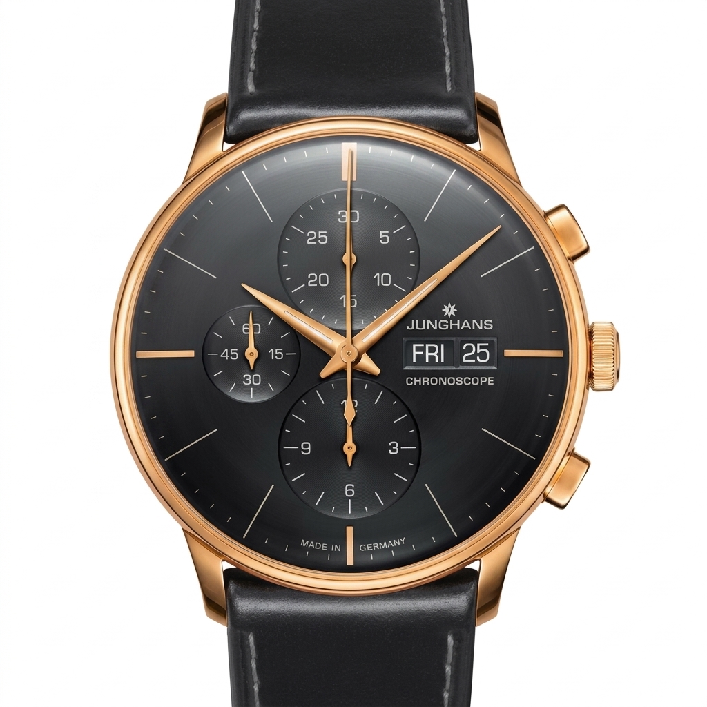 Junghans Max Bill Chronoscope Rose Gold Black Dial