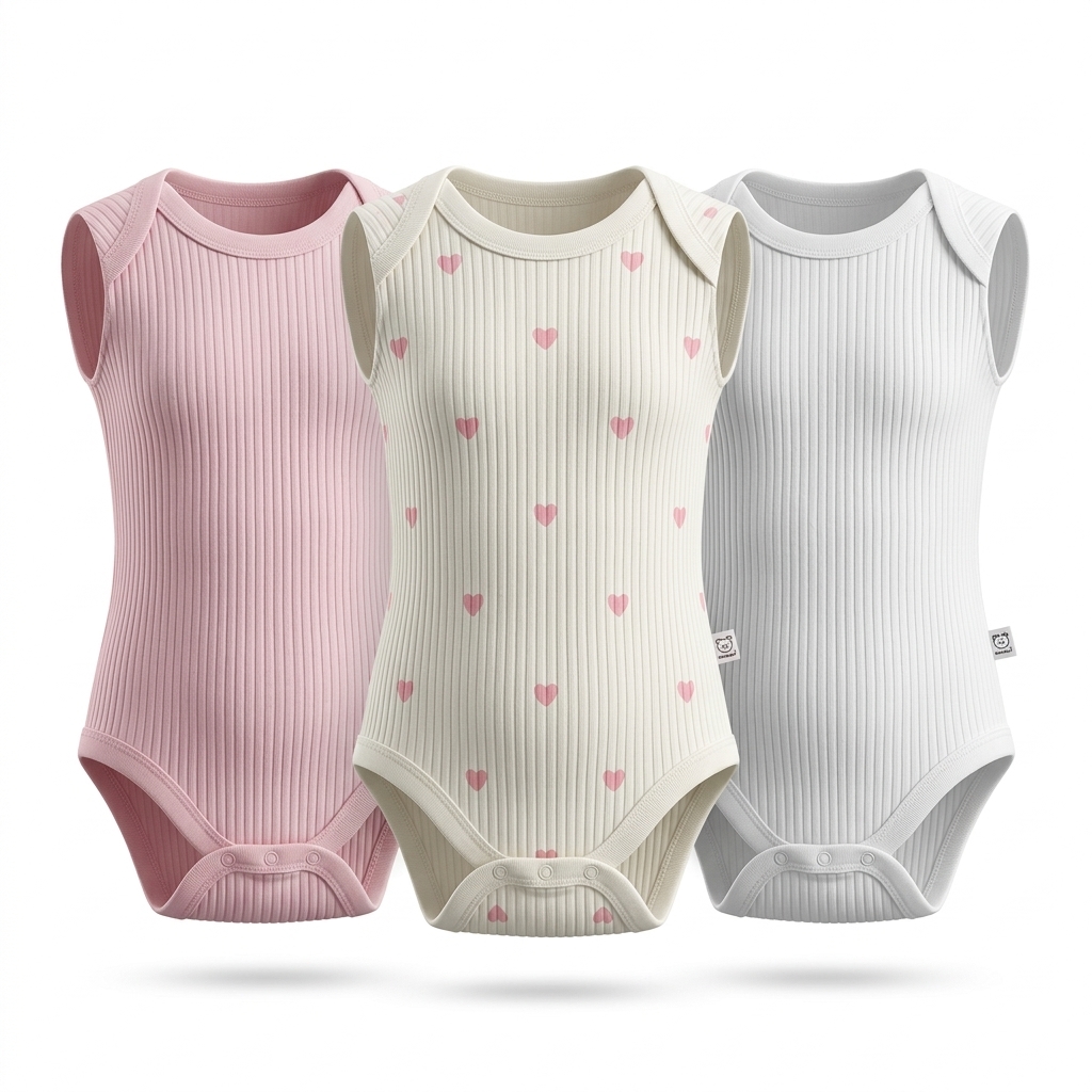 Baby Ribbed Sleeveless Bodysuits (3-Pack)