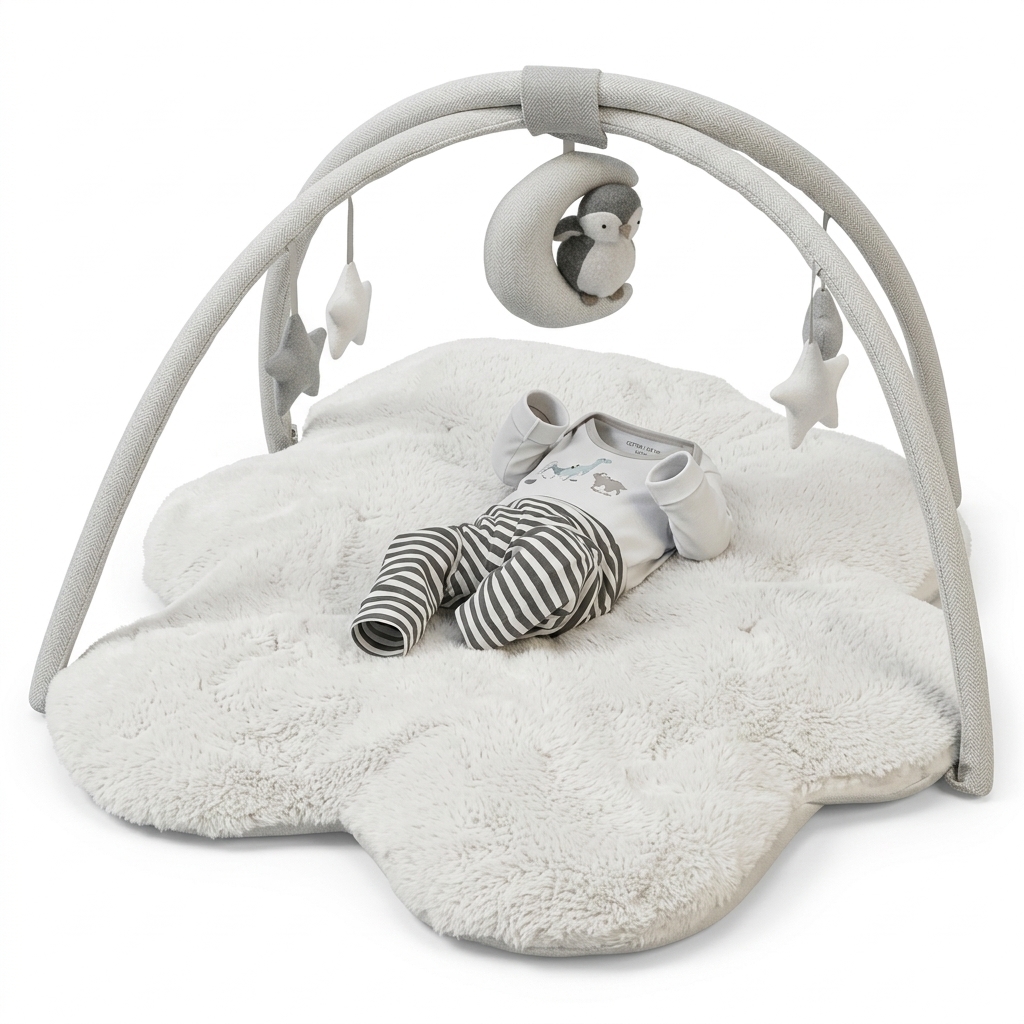 Baby Play Mat Gym with Activity Arch & Plush Cloud Mat